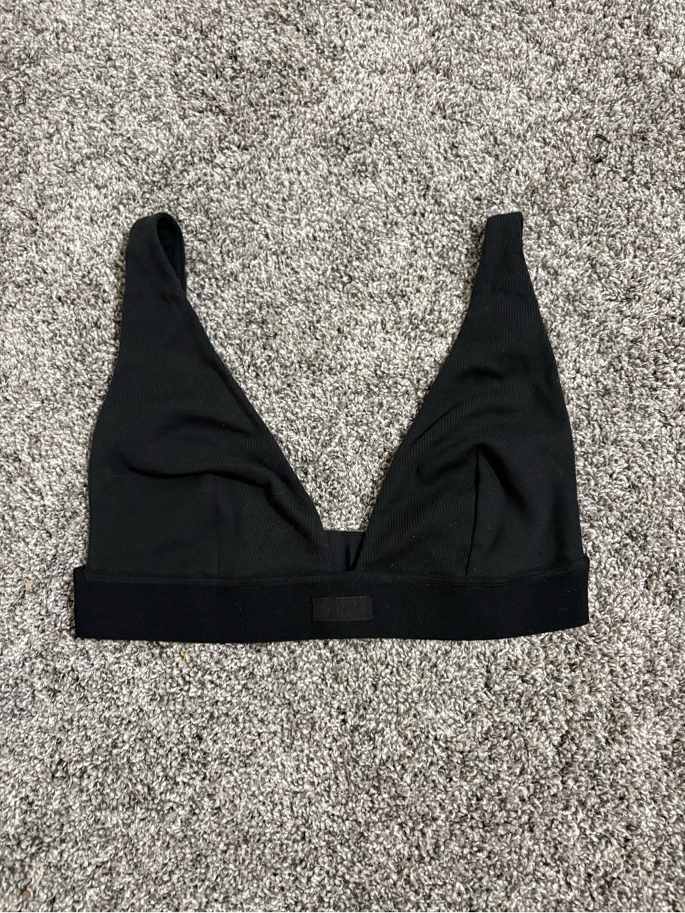SKIMS Black Ribbed V-Neck Bralette